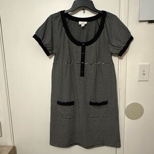 LOFT Black and White Striped Mini Dress